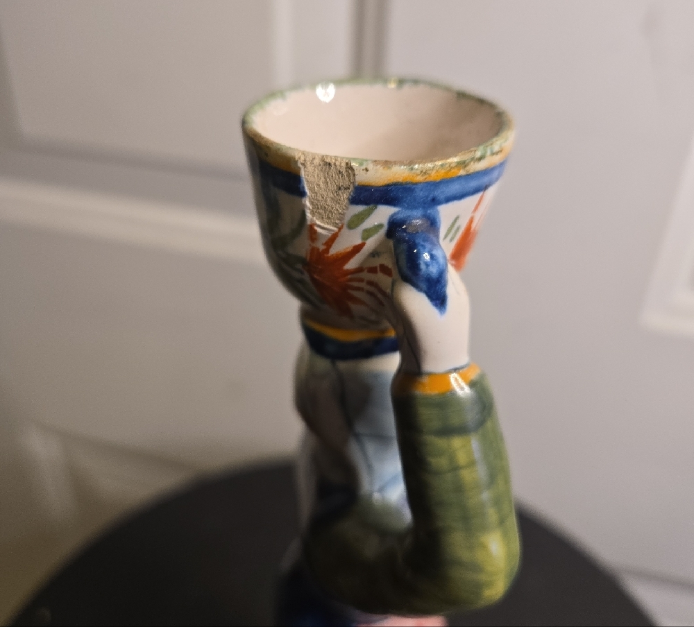 Vintage Henriot Quimper Ceramic Candlestick France Pottery French Woman - Picture 7 of 11